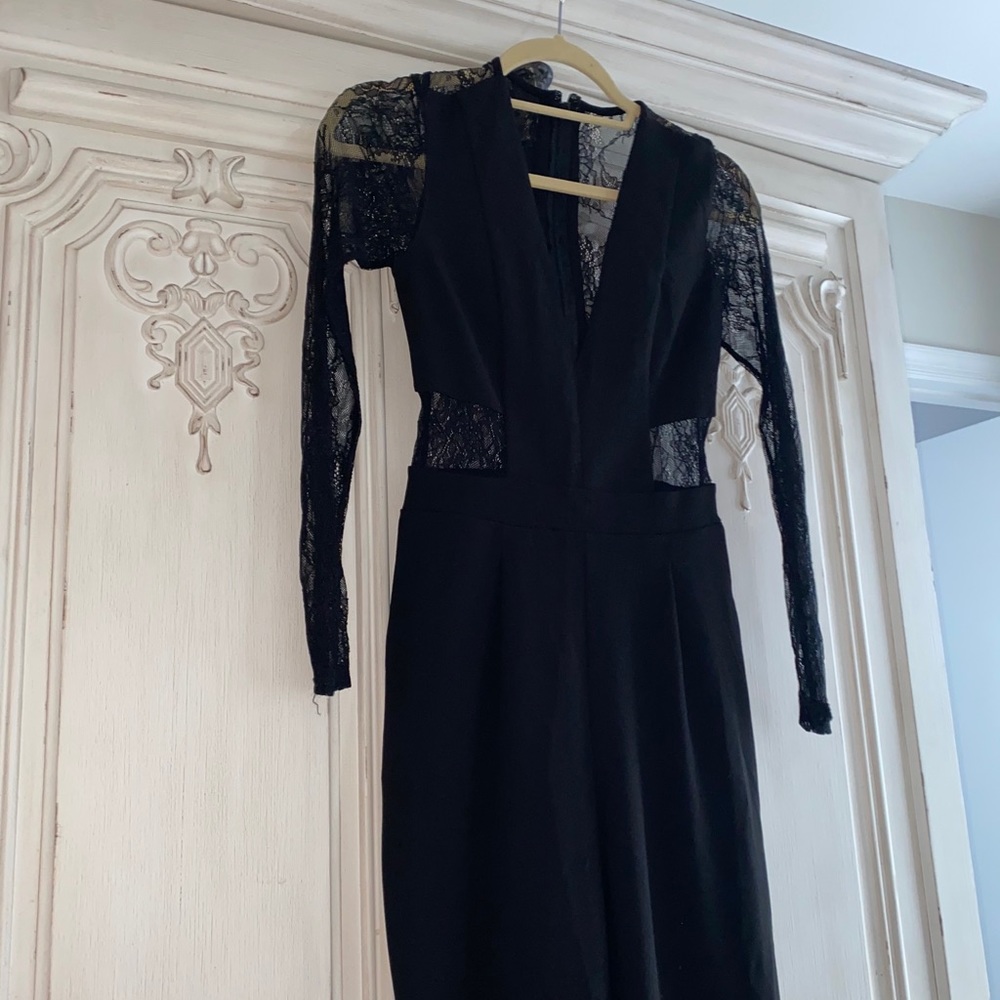 Express Lace Cut out Deep V Jumpsuit